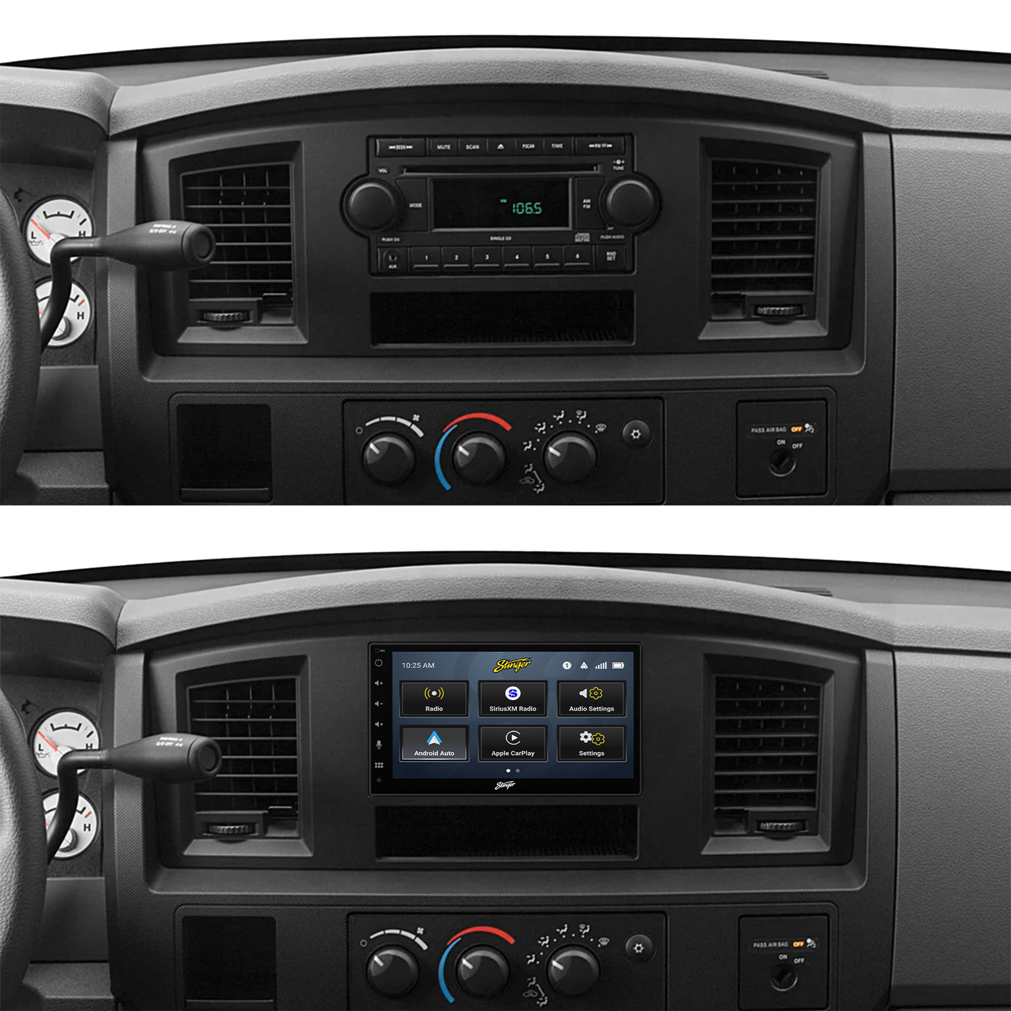 Dodge Ram Truck (2006-2008) Stinger 6.8" Double DIN Radio Kit | Plug-&-Play