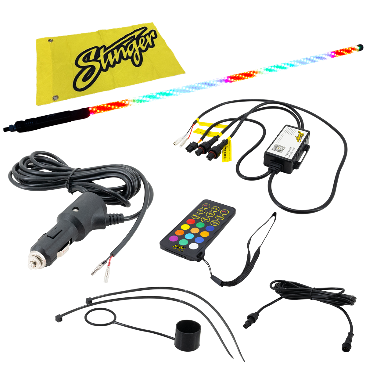 Stinger 4ft Dynamic LED RGB Whip Light w/Bluetooth Controller & Mounting System - ENLIGHT10 App Compatible