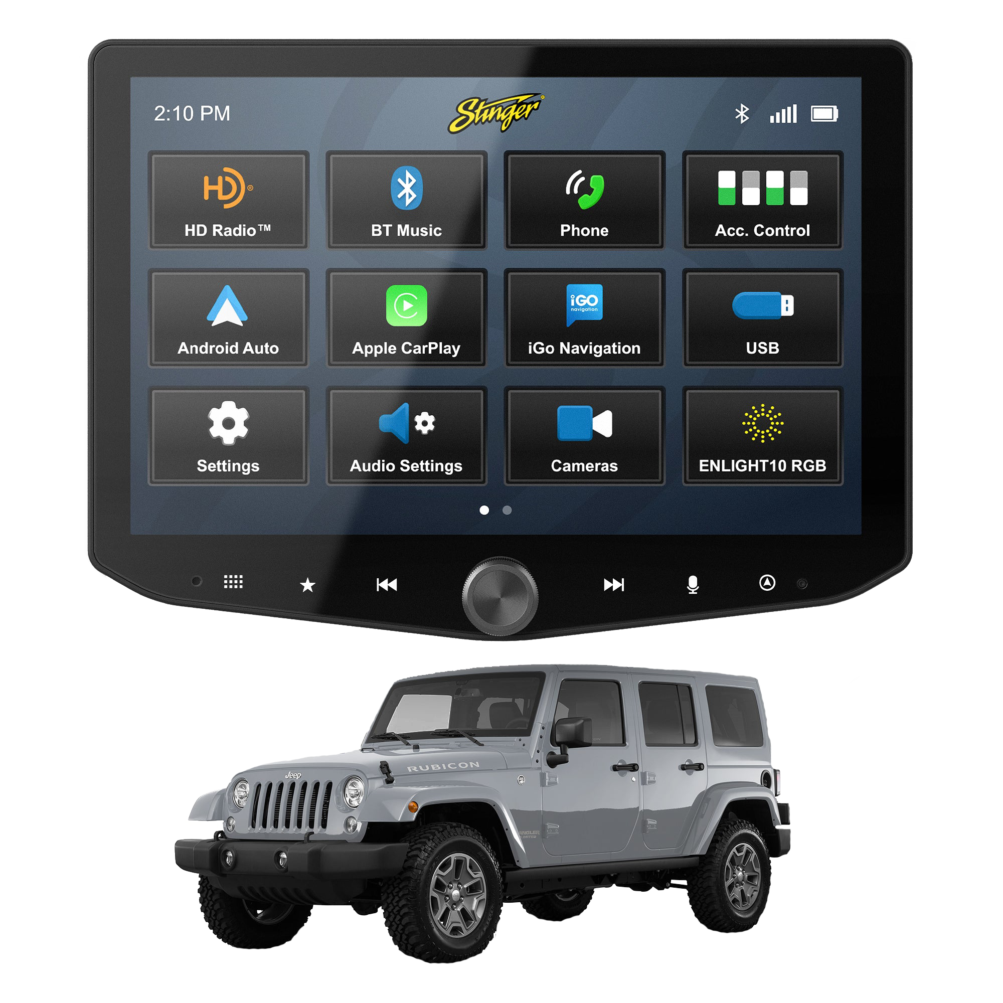 HEIGH10+ Jeep Wrangler JK (2011-2018) 10" Radio Fully Integrated Kit | Displays Vehicle Information and Off-Road Mode