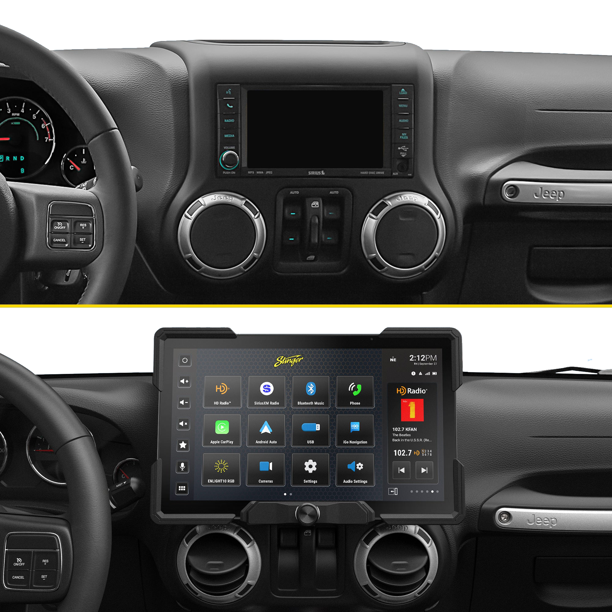 HORIZON12 Jeep Wrangler JK (2011-2018) 12.8" Radio Plug-&-Play Kit