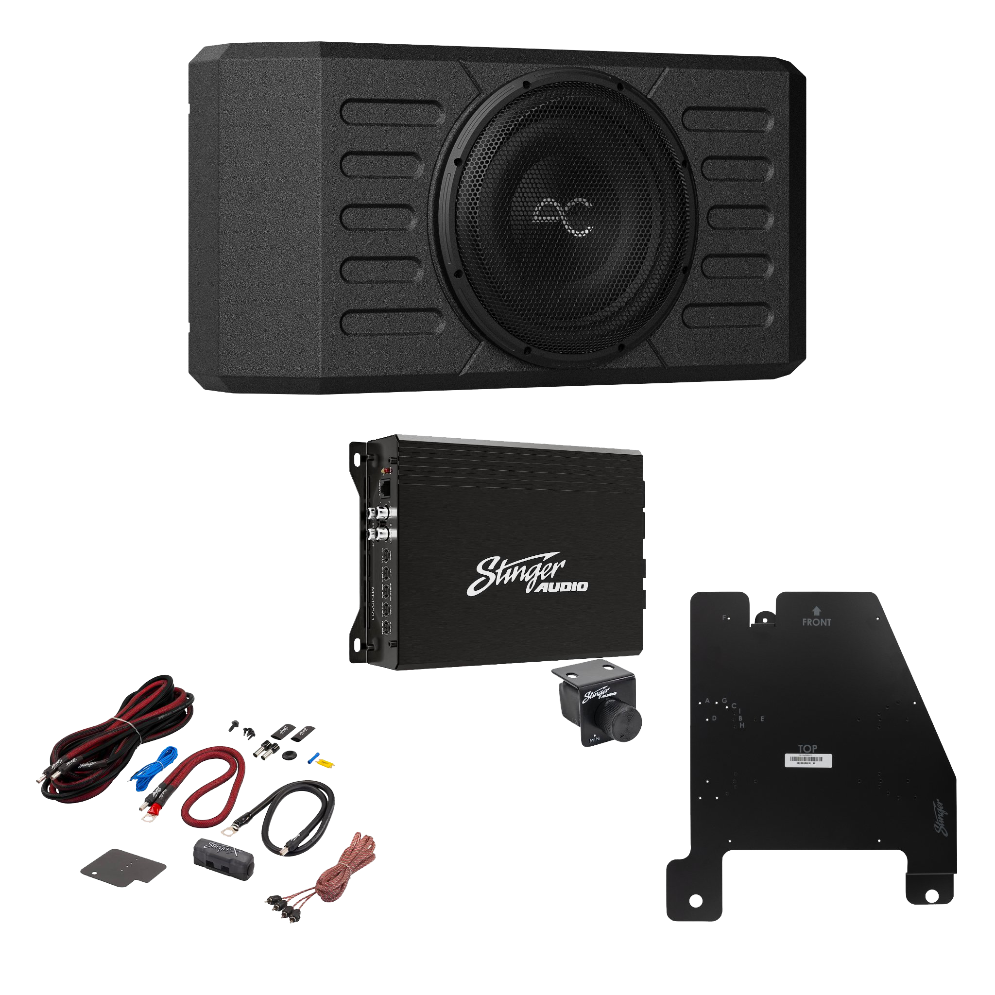 AudioControl Jeep Wrangler JK Unlimited 12" 400 Watt (RMS) Swing Gate-Mount Loaded Sealed Subwoofer Enclosure with Amplifier and Wiring Kit