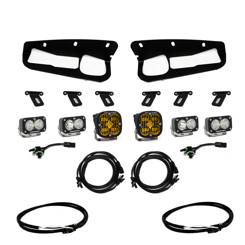 Baja Designs Ford Bronco Fog Light Kit, Squadron SAE/S2 Sport Dual Pocket for Steel Bumper with Upfitter (Amber, 2021+)