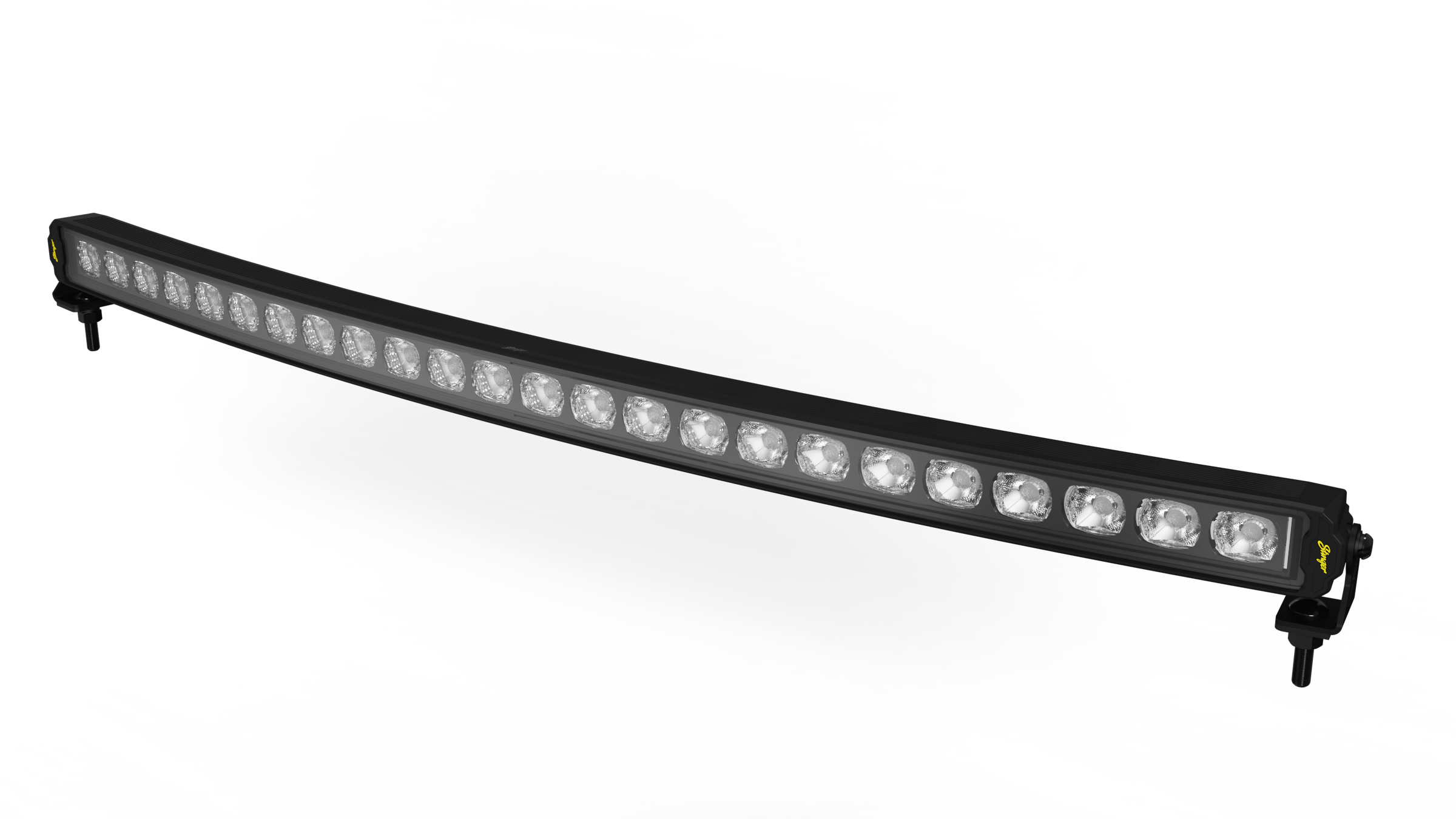 Curved black LED light bar with mounting brackets