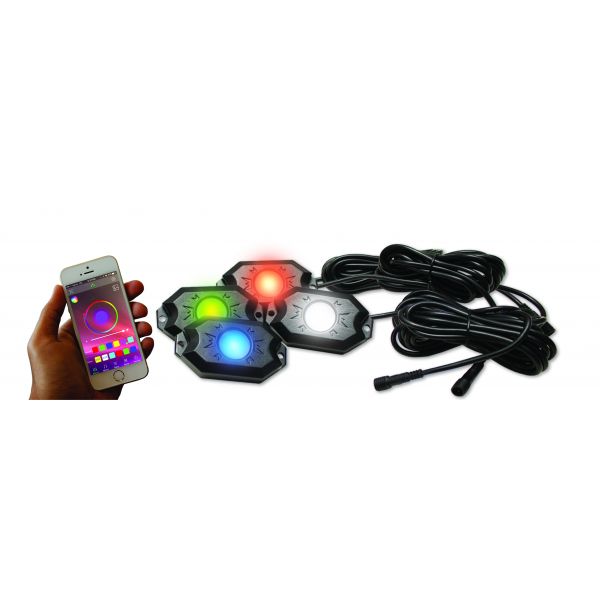 4 - POD RGBW Hi - Power Rock Light Complete Kit with Bluetooth App Controls