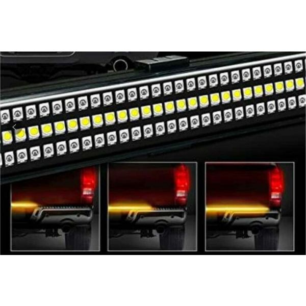 48" Triple Row LED Truck Tailgate Light Bar with Sequential Amber Turn Signals by Race Sport Lighting