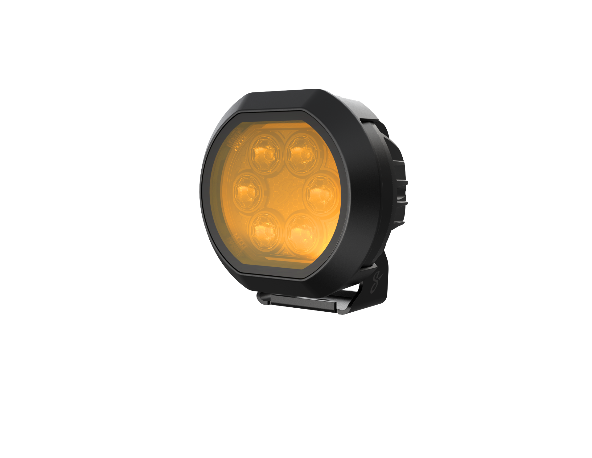 Round black LED off road light with amber lens