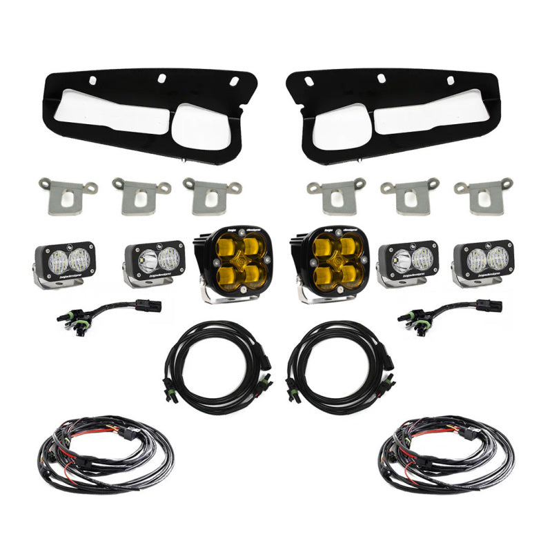Baja Designs Ford Bronco Fog Light Kit, Squadron SAE/S2 Sport Dual Pocket (Amber, 2021+)