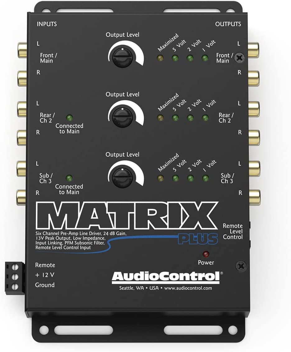 AudioControl Matrix Plus Black 6-Channel Line Driver with Remote Level Control Input