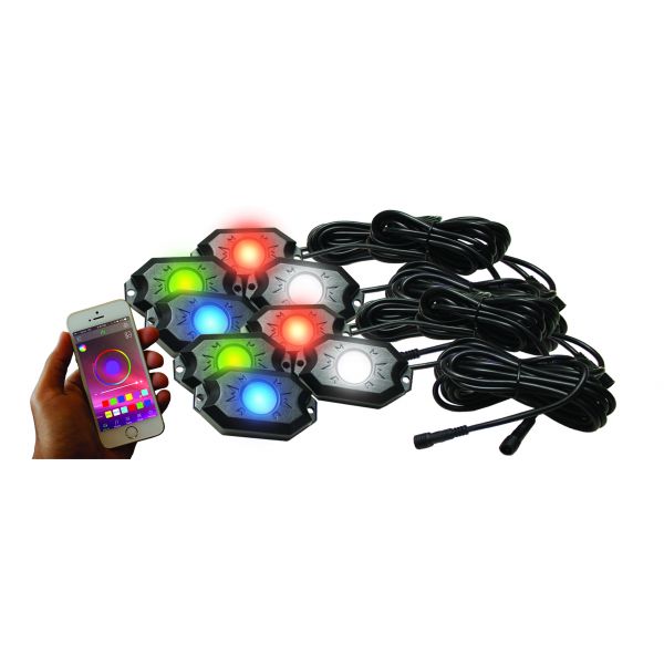 8 - POD RGBW Hi - Power Rock Light Complete Kit with Bluetooth App Controls