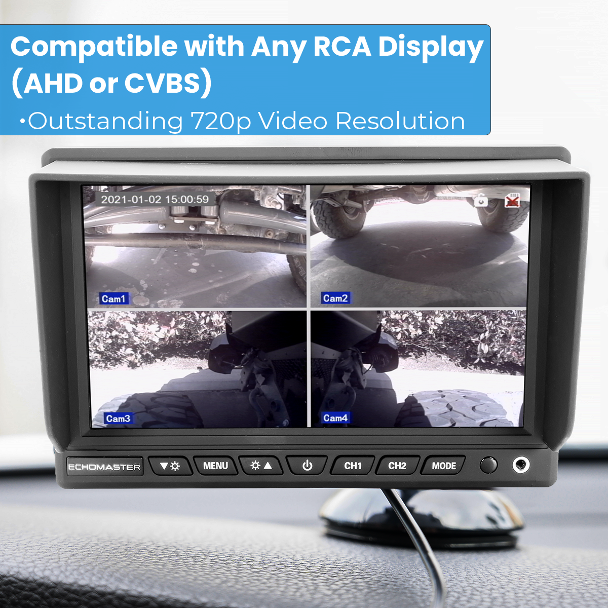 Off-Roading Monitoring Kit with Integrated DVR & Four-Camera System