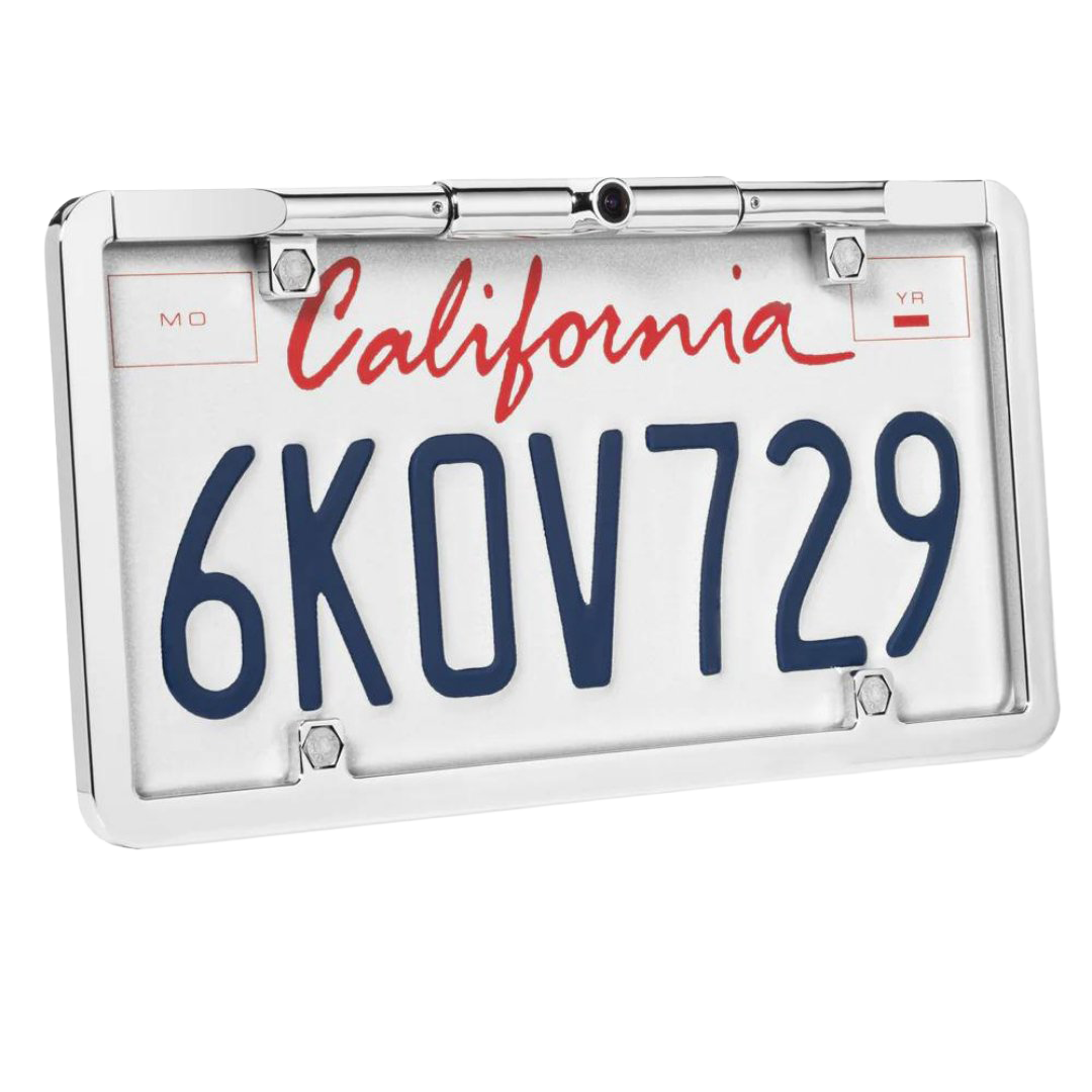 BOYO Ultra Slim Full-Frame License Plate Backup Camera with Active Parking Lines (Chrome) | VTL275TJ