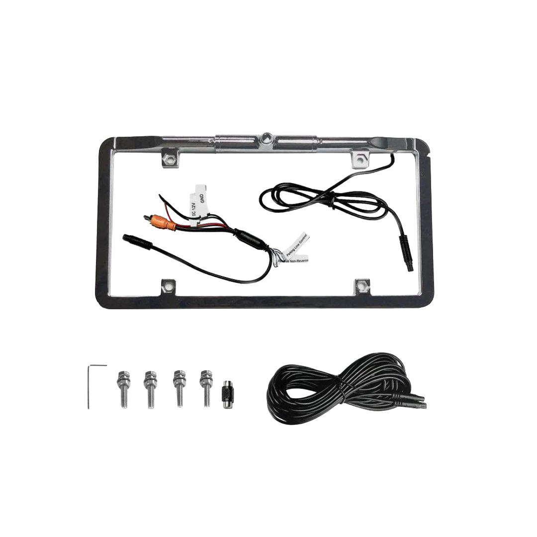 BOYO Ultra Slim Full-Frame License Plate Backup Camera with Active Parking Lines (Chrome) | VTL275TJ