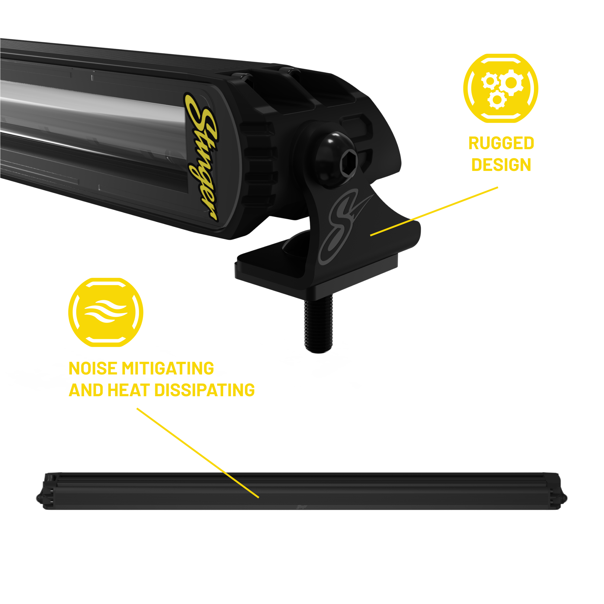 Black vehicle roof rack with 'SuperATV' branding and feature text on a white background