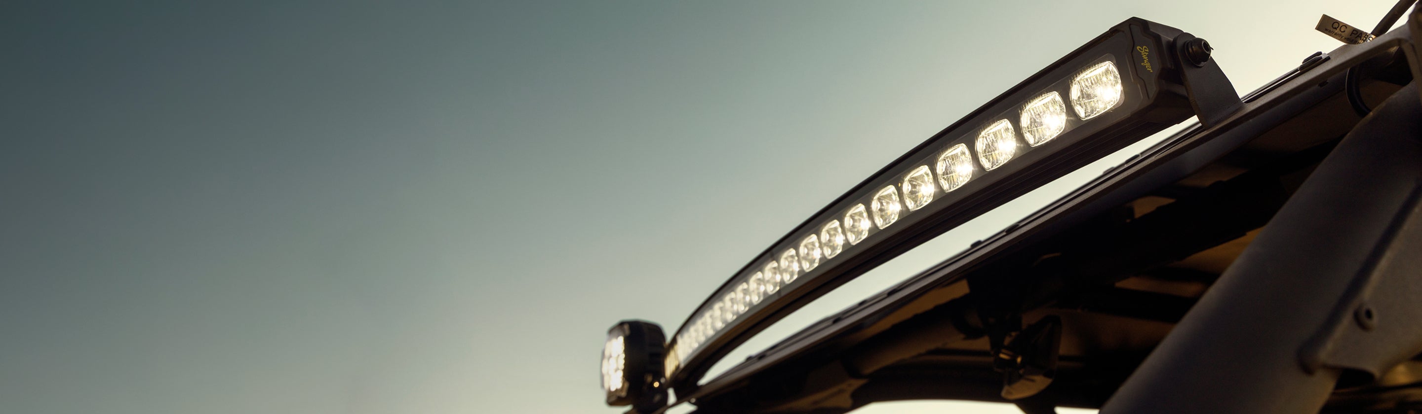 LED light bar on a vehicle against a clear sky