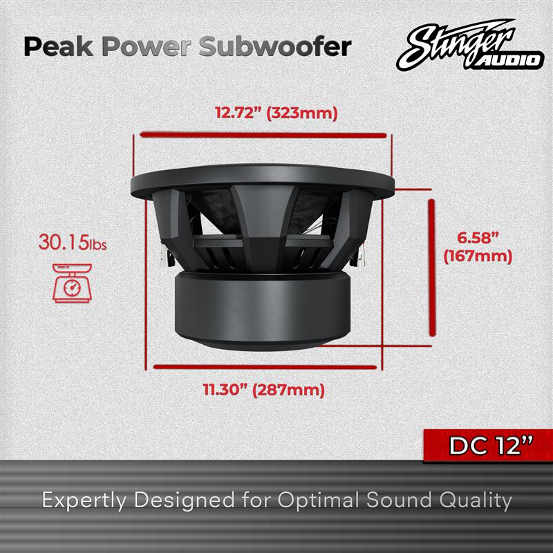 12" 1,000 Watt (RMS) DC2 Series Peak Power Car Subwoofer (1,000 Watts RMS/1,500 Watts Max)