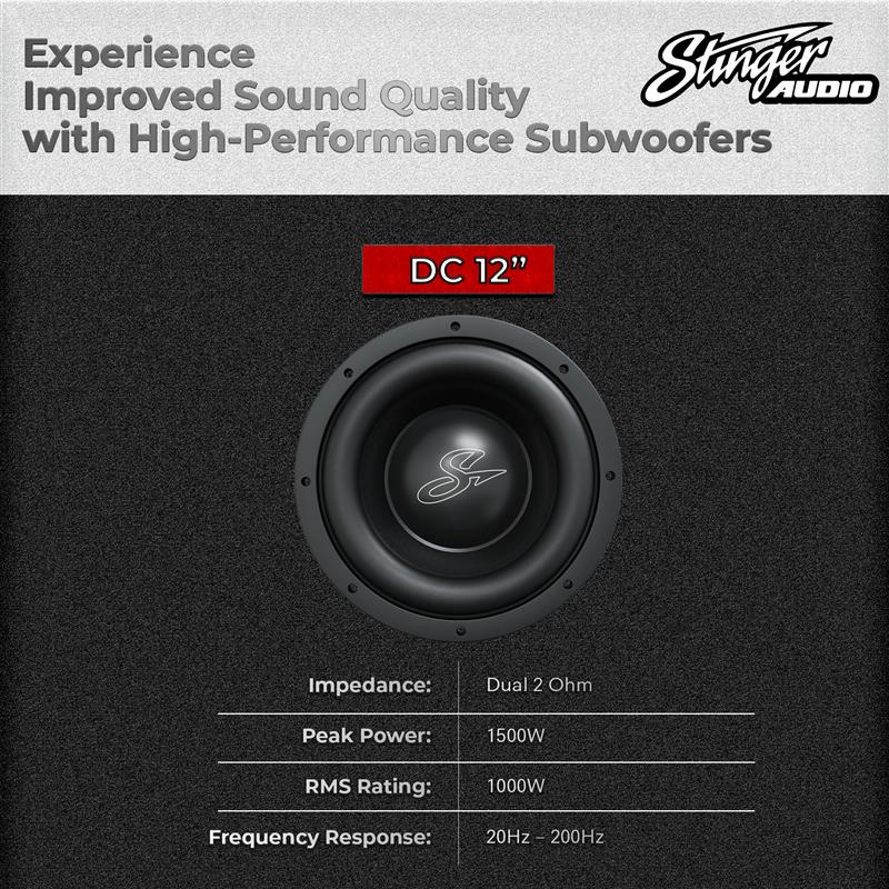12" 1,000 Watt (RMS) DC2 Series Peak Power Car Subwoofer (1,000 Watts RMS/1,500 Watts Max)
