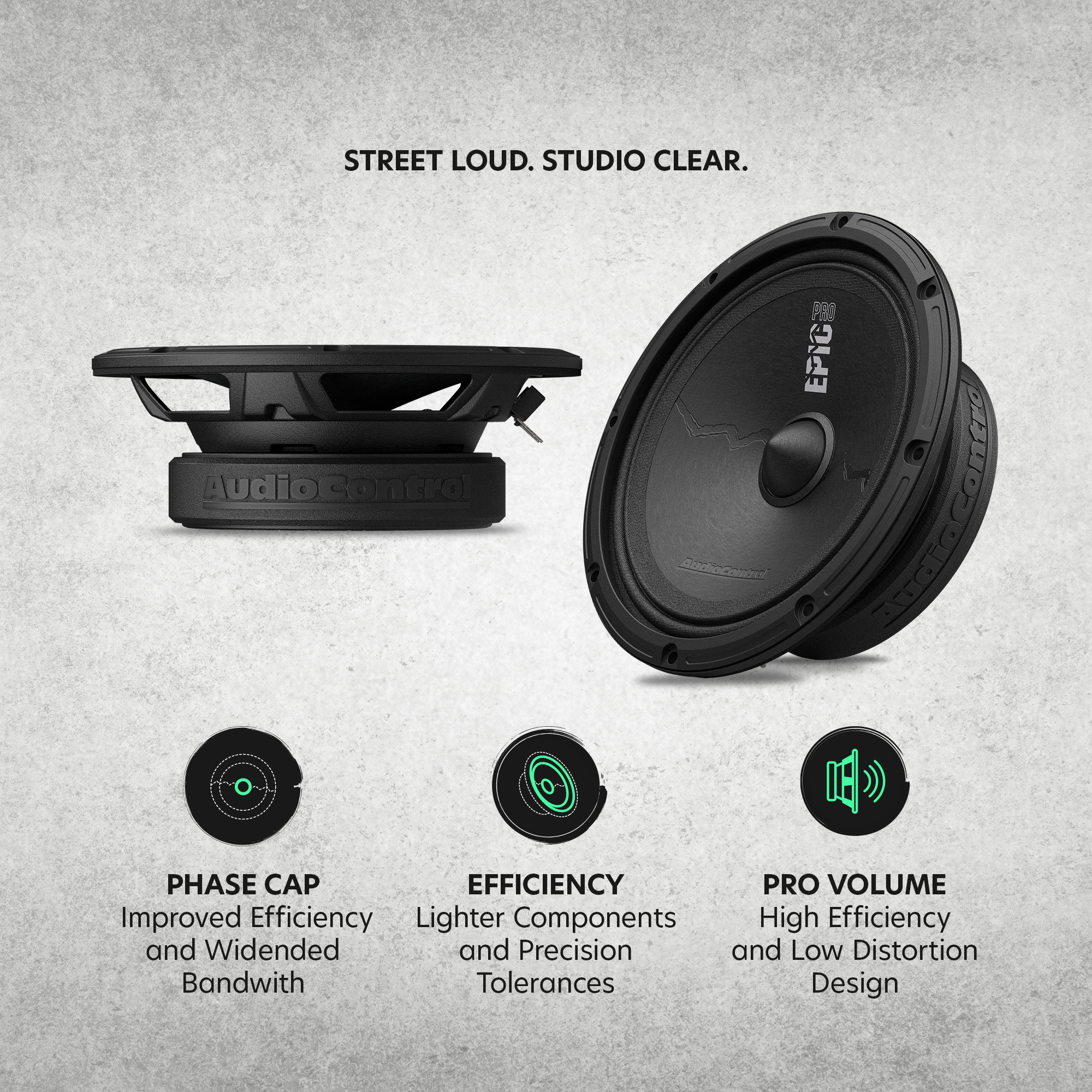AudioControl EPIC PRO Series 6.5" Slim Midrange Speakers, 200W RMS/300W Max (Pair)