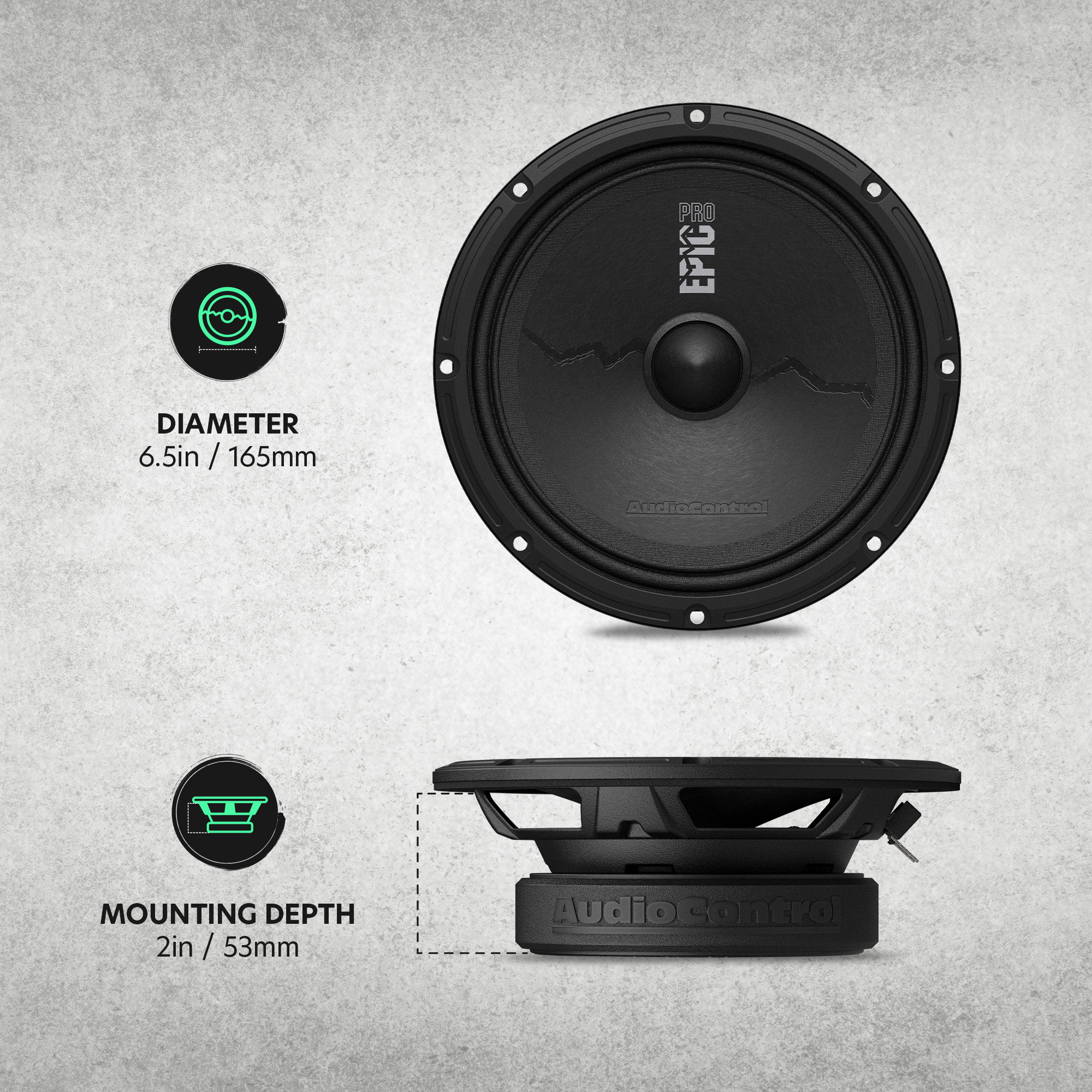 AudioControl EPIC PRO Series 6.5" Slim Midrange Speakers, 200W RMS/300W Max (Pair)