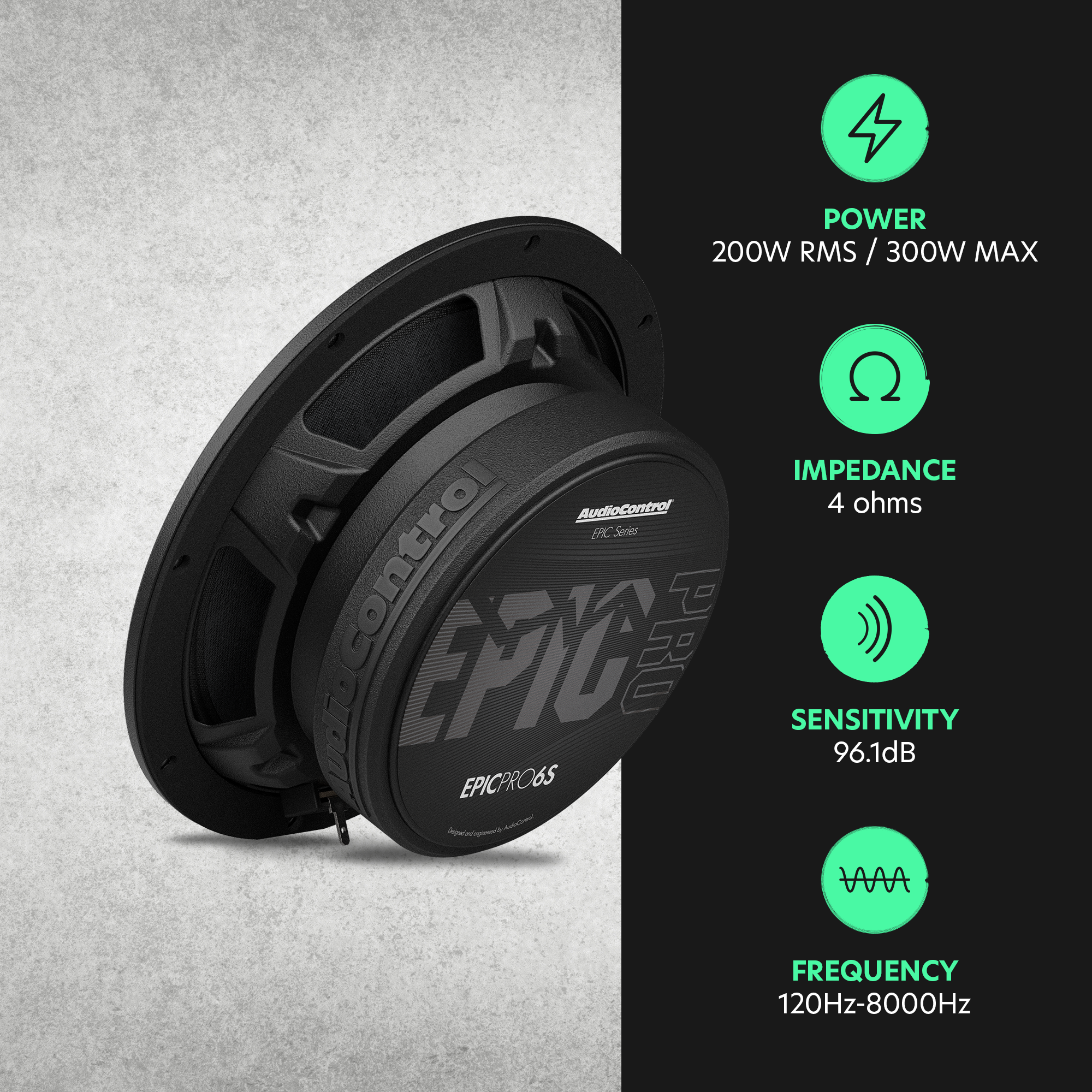 AudioControl EPIC PRO Series 6.5" Slim Midrange Speakers, 200W RMS/300W Max (Pair)