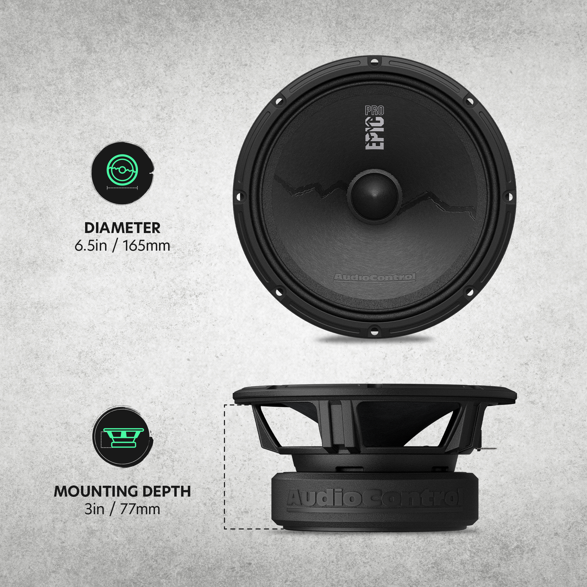 AudioControl EPIC PRO Series 6.5" Midrange Speakers, 200W RMS/300W Max (Pair)