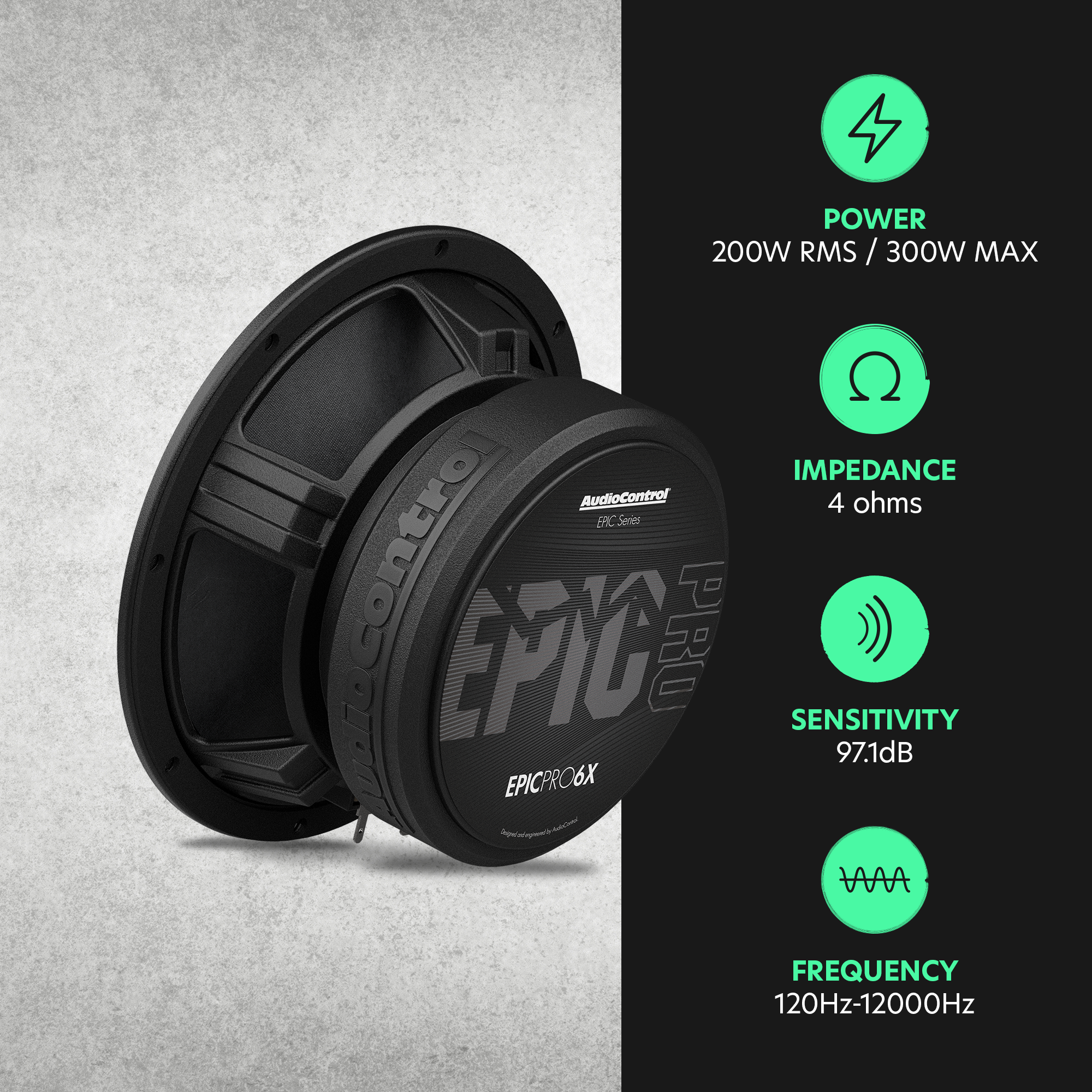 AudioControl EPIC PRO Series 6.5" Midrange Speakers, 200W RMS/300W Max (Pair)