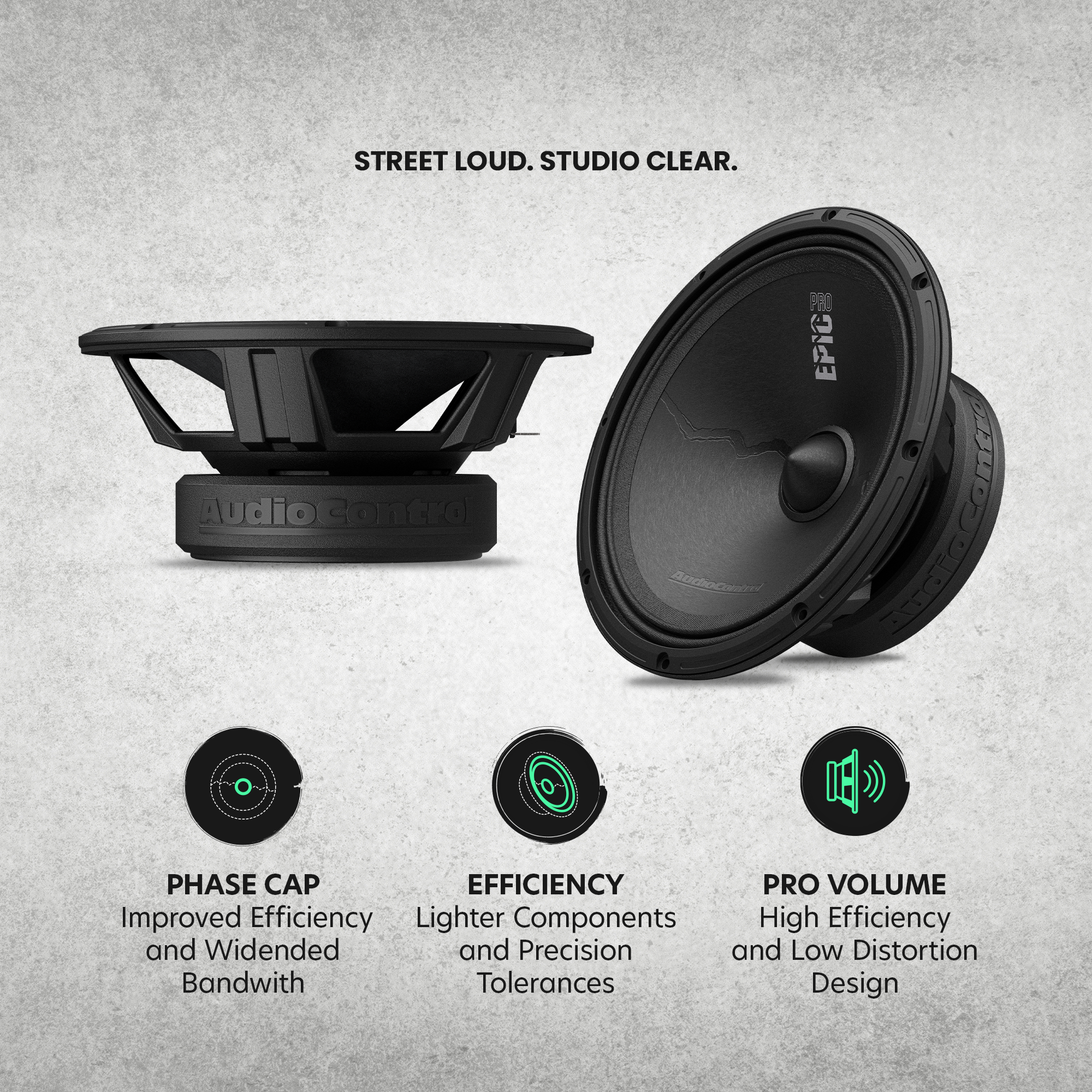 AudioControl EPIC PRO Series 8" Midrange Speakers, 250W RMS/350W Max (Pair)