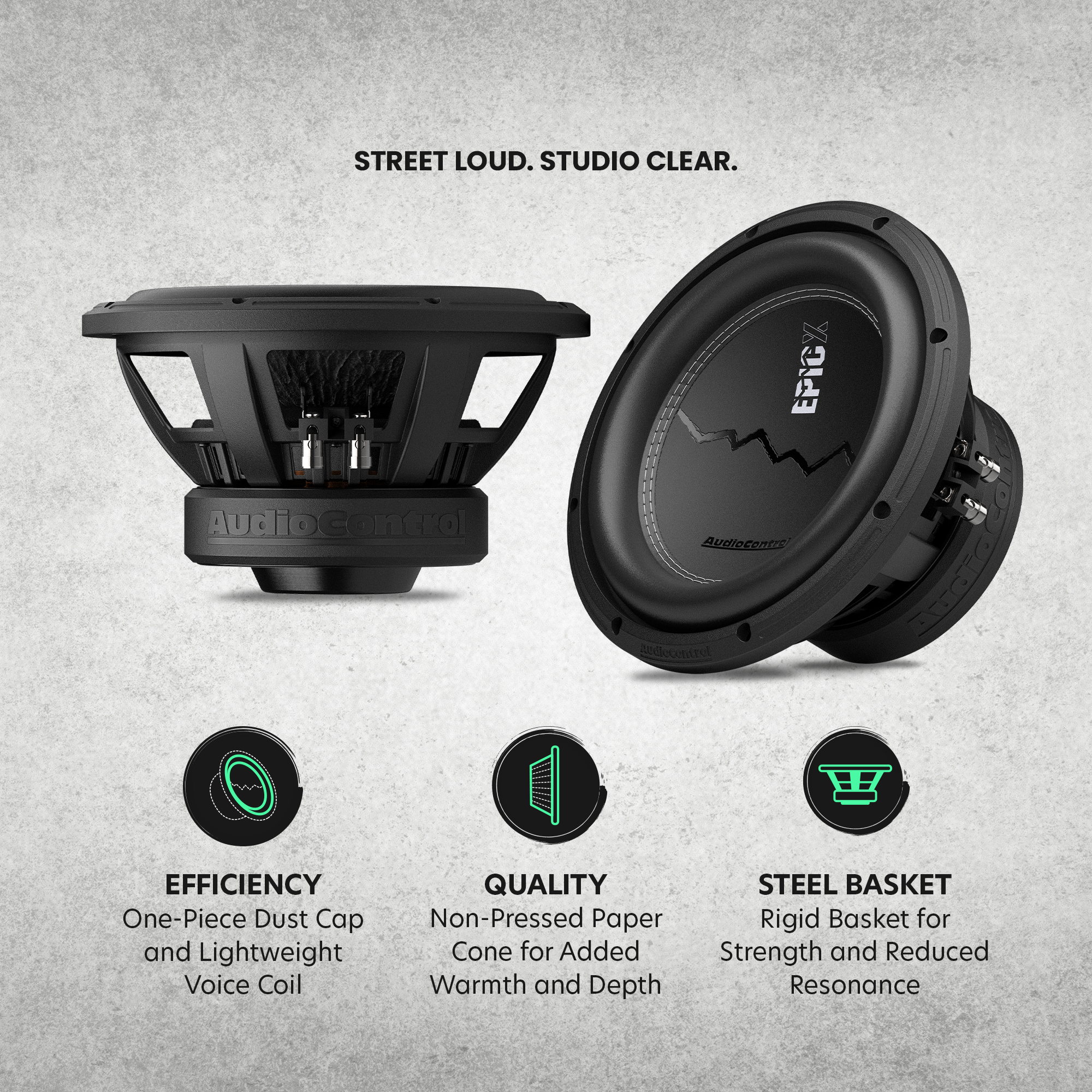 AudioControl EPICX Series 10" Subwoofer, Dual Voice Coil (DVC), 500W RMS/750W Max