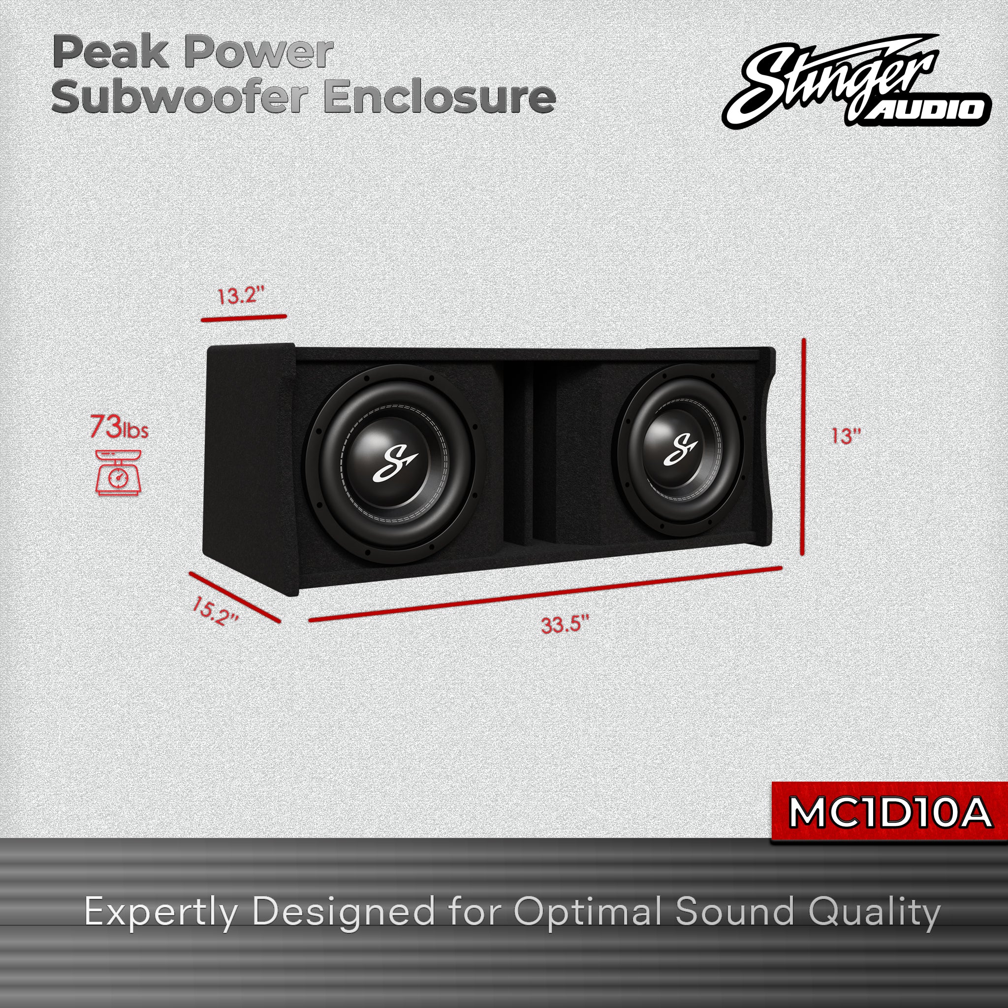 Dual 10" 1,400 Watt (RMS) Loaded Ported Subwoofer Box Enclosure (1,400 Watts RMS/2,400 Watts Max)