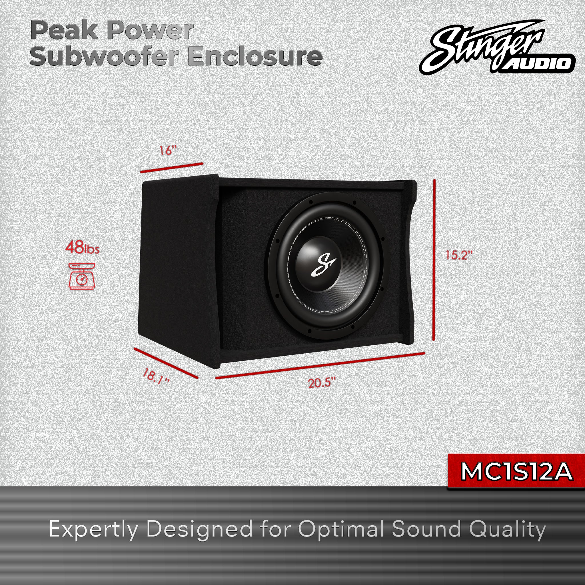 Single 12" 700 Watt (RMS) Loaded Ported Subwoofer Box Enclosure (700 Watts RMS/1,200 Watts Max)