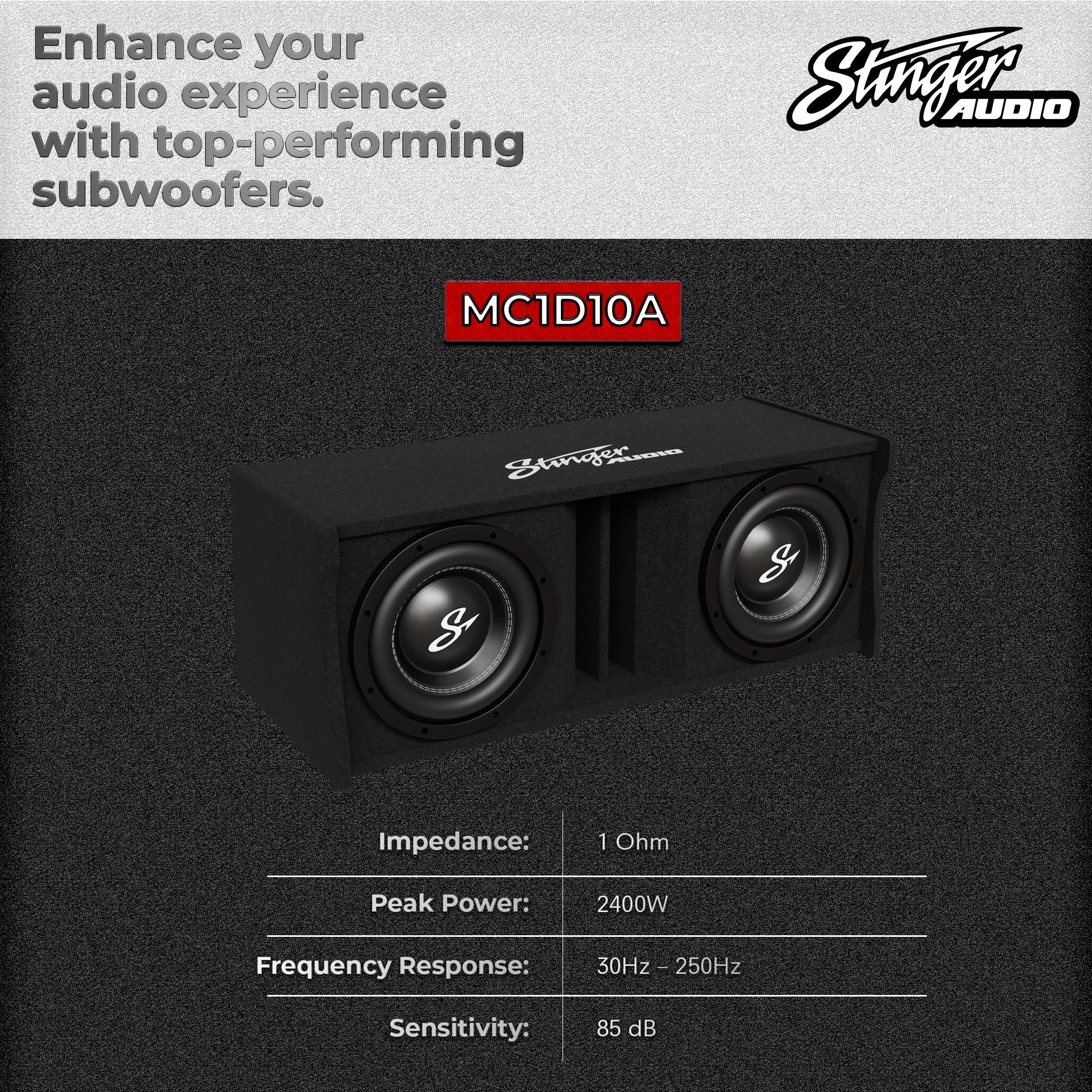 Dual 10" 1,400 Watt (RMS) Loaded Ported Subwoofer Box Enclosure (1,400 Watts RMS/2,400 Watts Max)