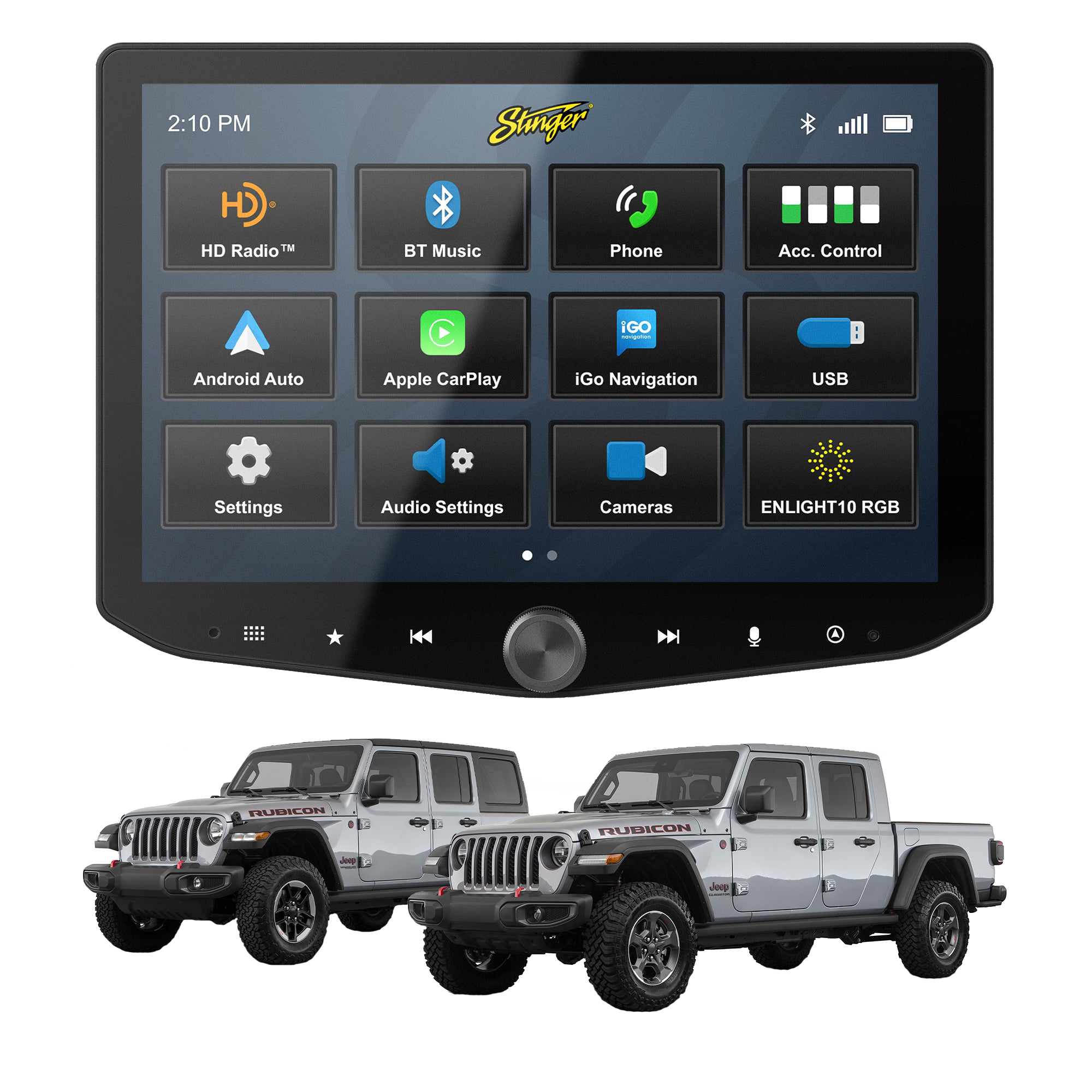 HEIGH10+ Jeep Wrangler JL (2018-2023)/Gladiator JT (2020-2023) 10" Radio Fully Integrated Kit | Displays Vehicle Information and Off-Road Mode