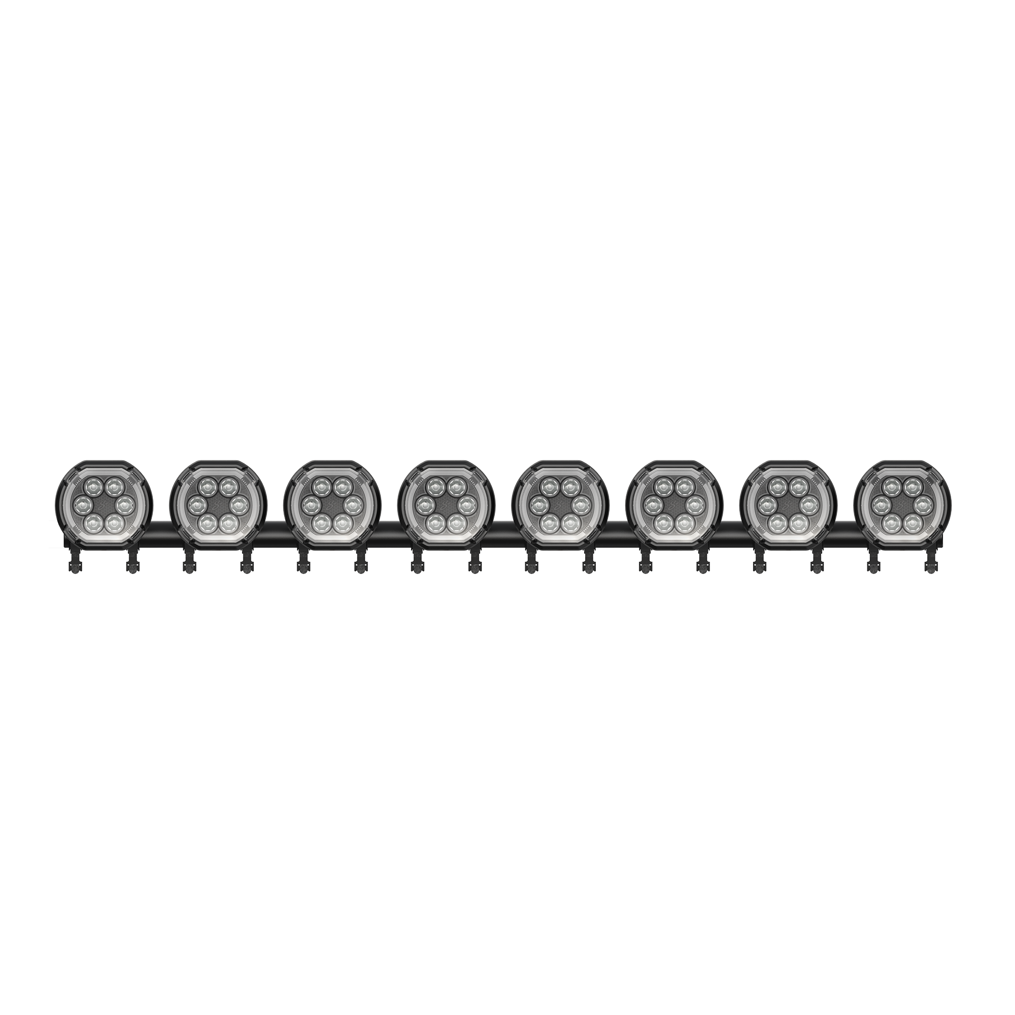 Hero light bar with Black metal bracket on a white background