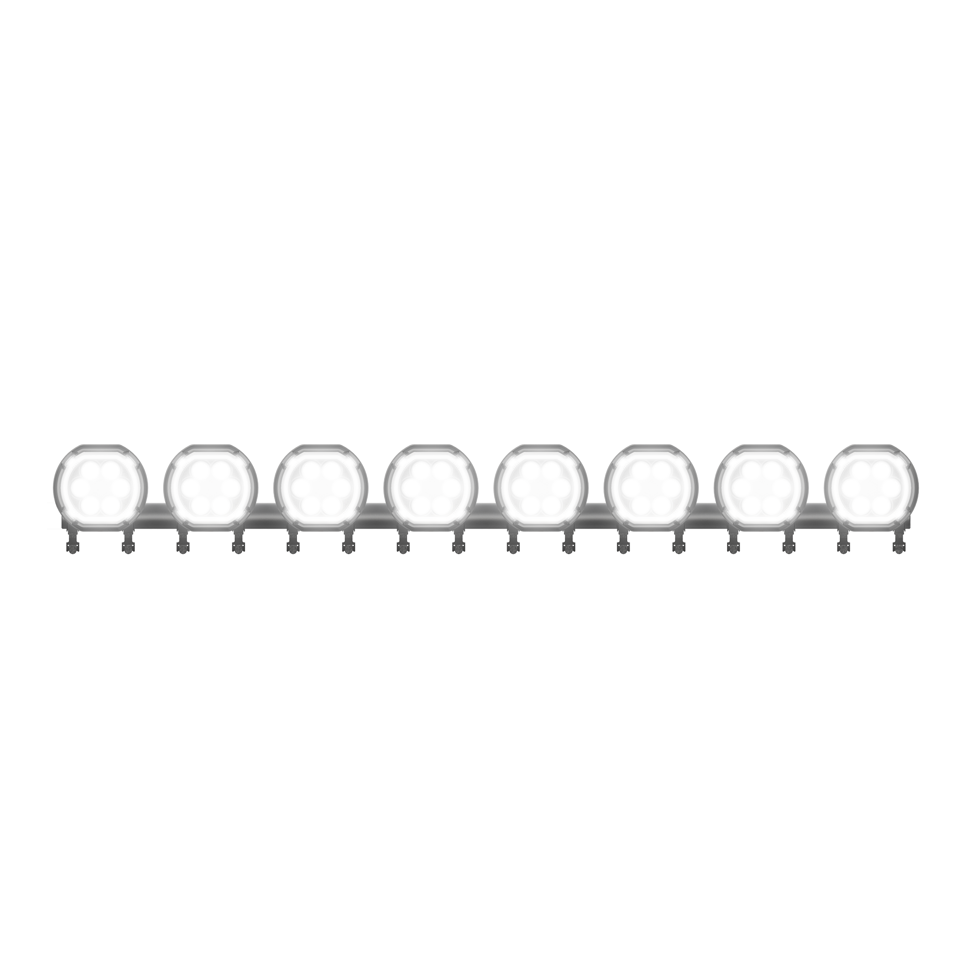 Horizontal LED light bar with eight circular lamps