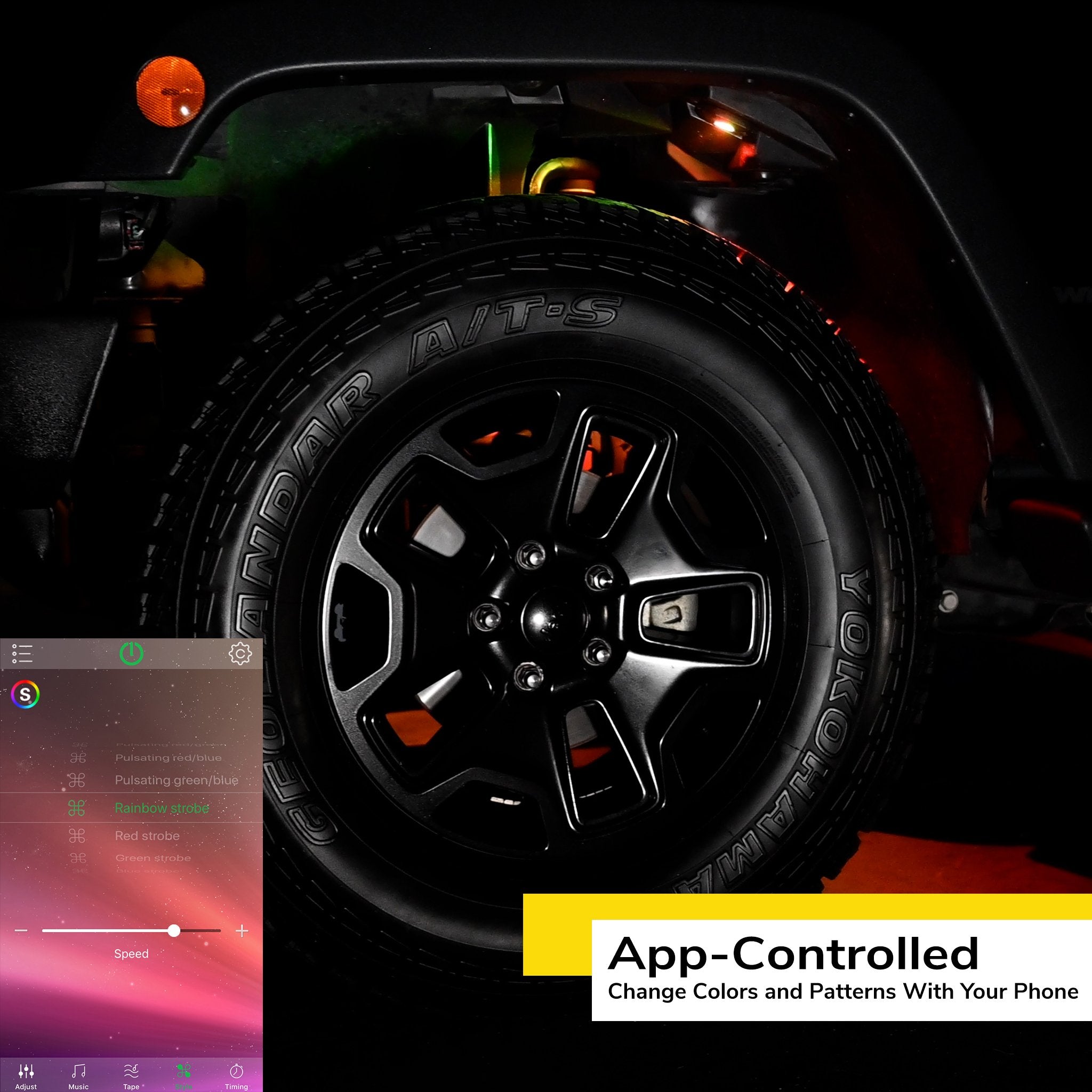 8 Pod Bluetooth Underglow RGB LED Rock Lights Kit with Universal Harness