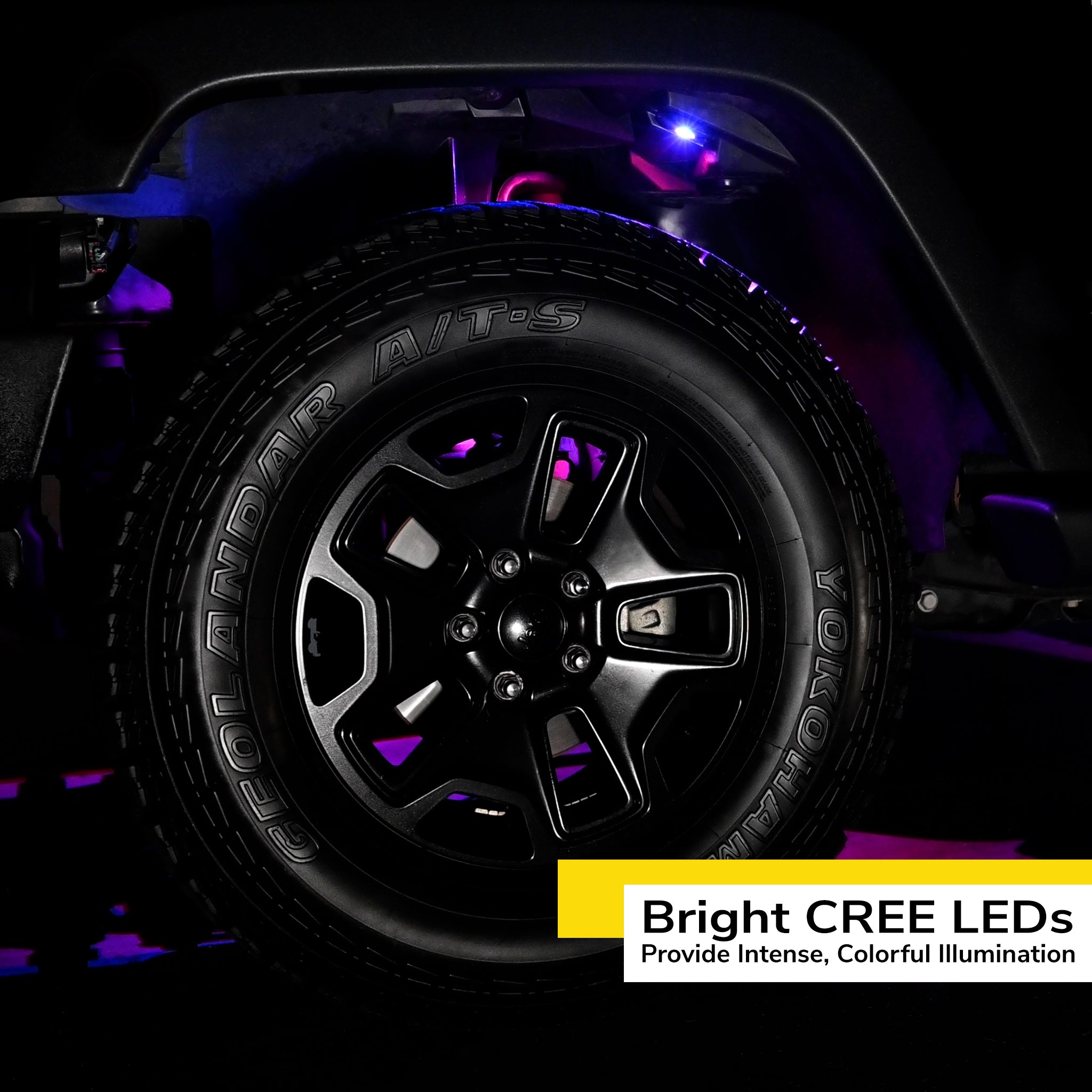 8 Pod Bluetooth Underglow RGB LED Rock Lights Kit with Universal Harness