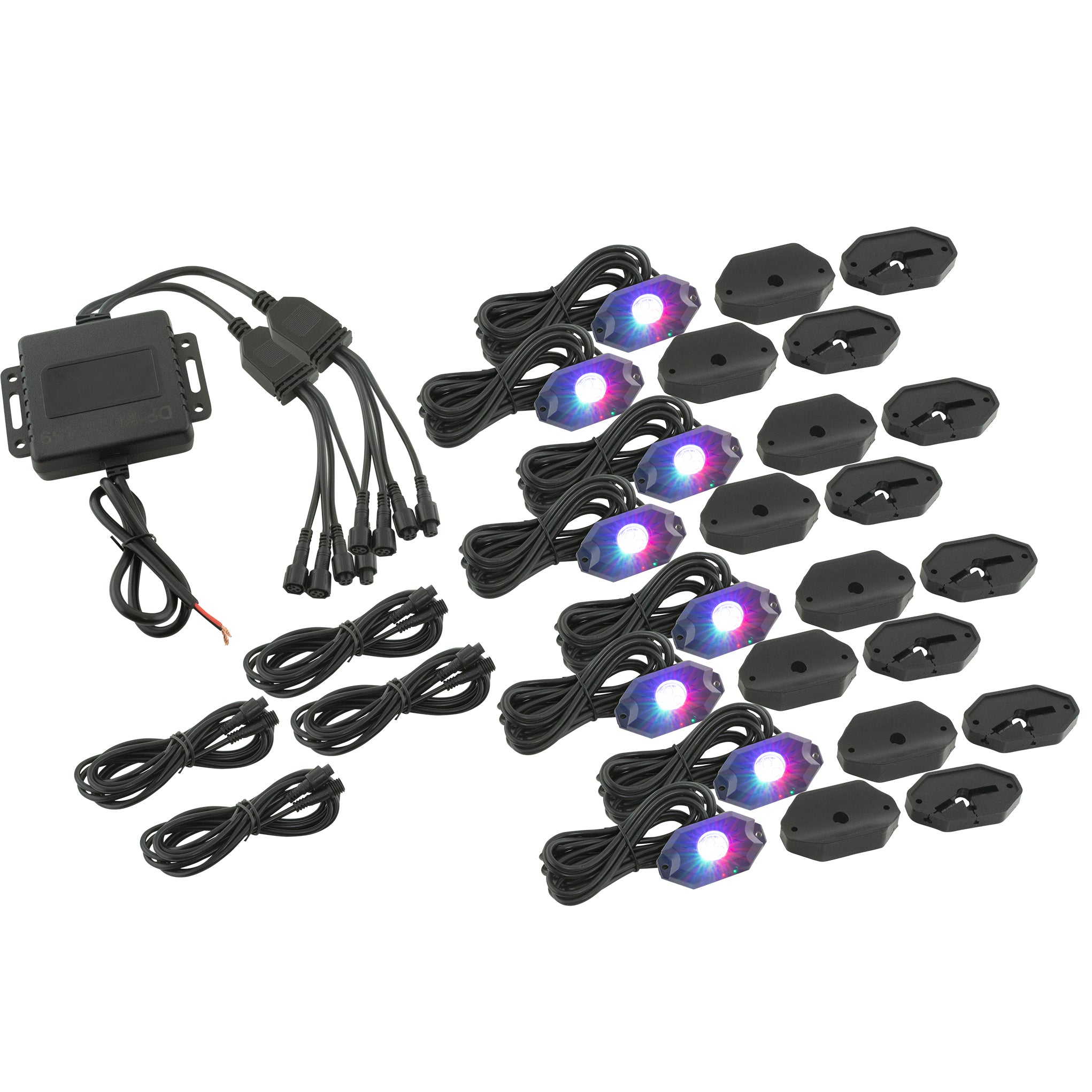 8 Pod Bluetooth Underglow RGB LED Rock Lights Kit with Universal Harness