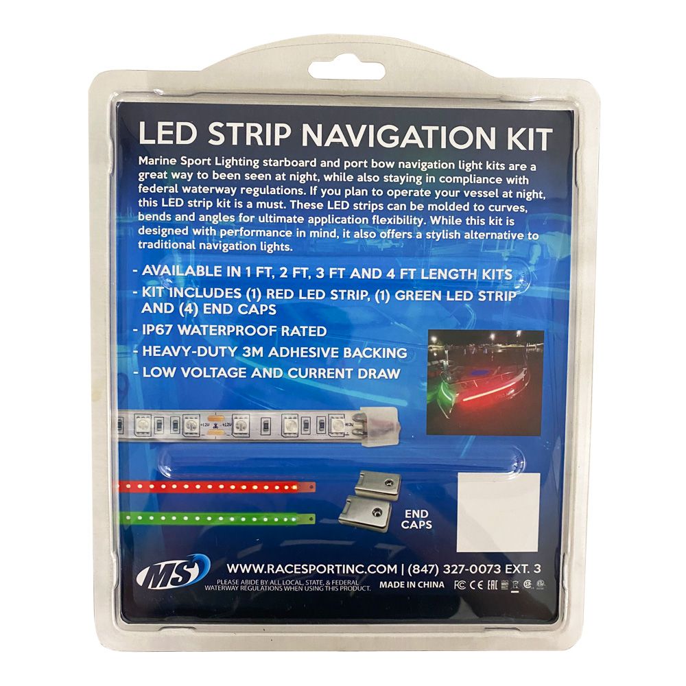 Boat and Marine Vessel 12-in IP67 LED Strip Starboard and Port sidelight Nav kit (1FT)