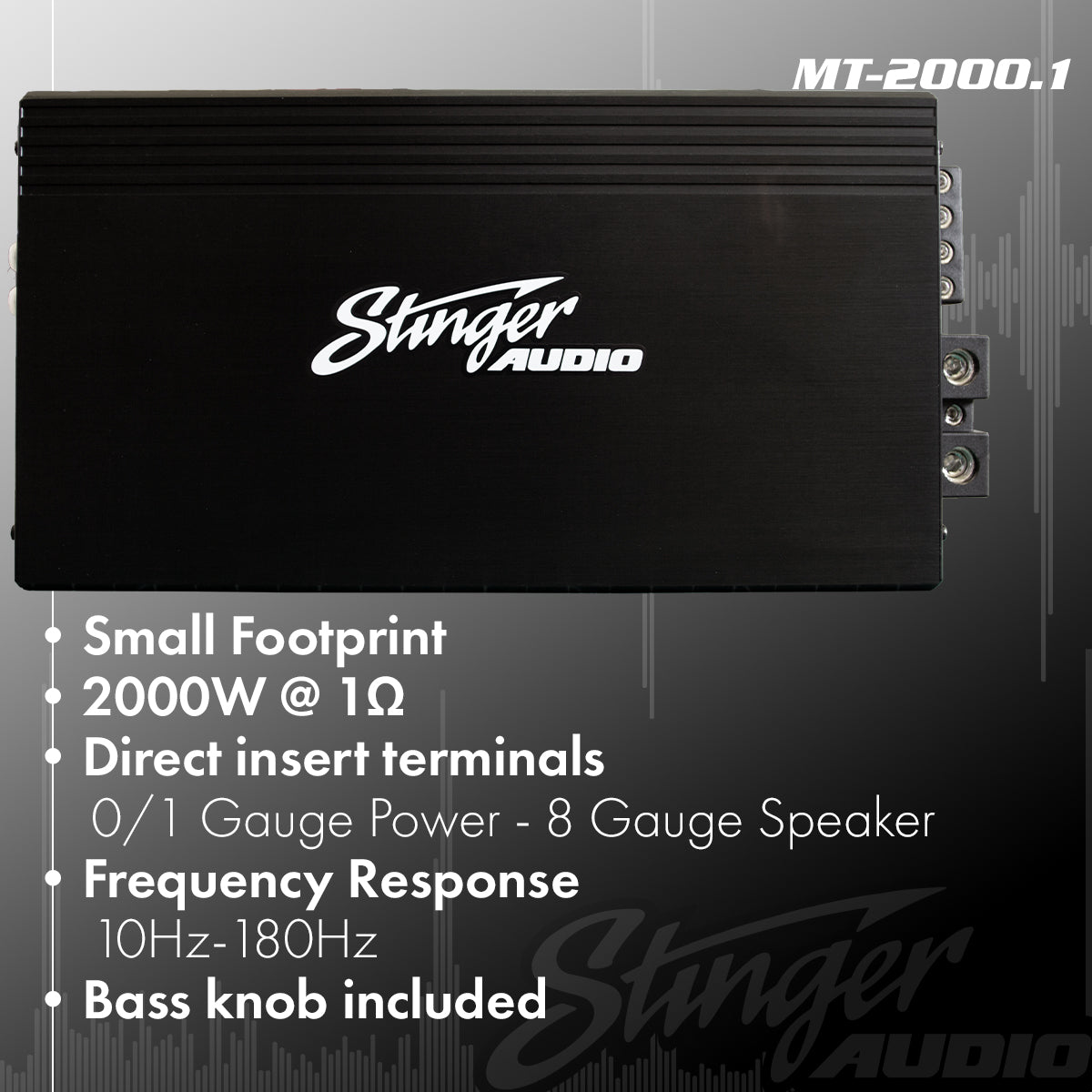 Stinger Audio MT-2000.1 2,000 Watt (RMS) Class D Monoblock Car Audio Amplifier