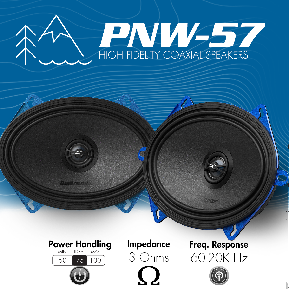 AudioControl PNW Series Car Speakers, 5x7" Coaxial High-Fidelity, 75 Watt RMS/100 Watt Max, 3 Ohm (Pair)