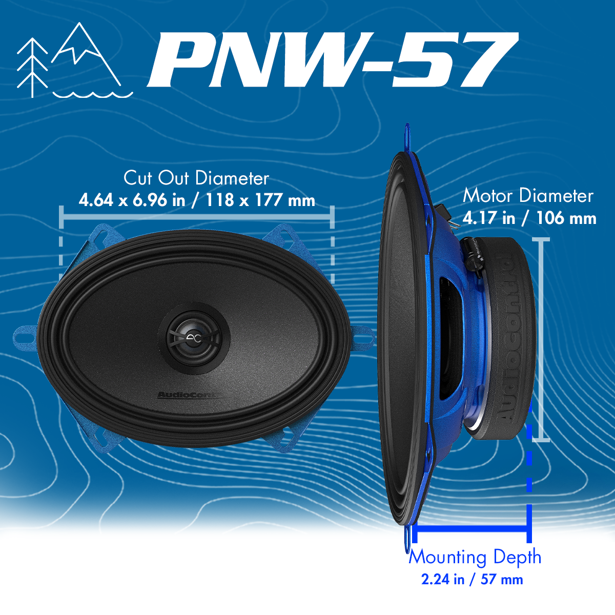 AudioControl PNW Series Car Speakers, 5x7" Coaxial High-Fidelity, 75 Watt RMS/100 Watt Max, 3 Ohm (Pair)