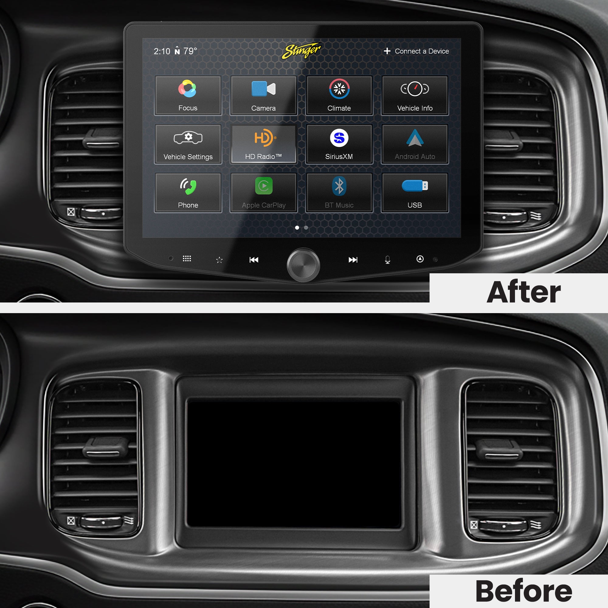 HEIGH10+ Dodge Challenger/Charger/Chrysler 300 (2015-2023) 10" Radio Fully Integrated Kit | Displays Vehicle Information