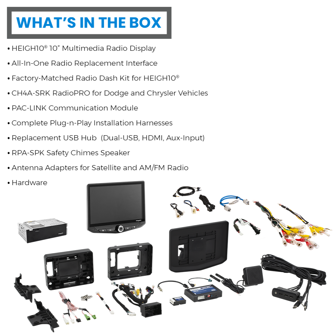 HEIGH10 Dodge Challenger/Charger/Chrysler 300 (2015-2023) 10" Radio Fully Integrated Kit | Displays Vehicle Information