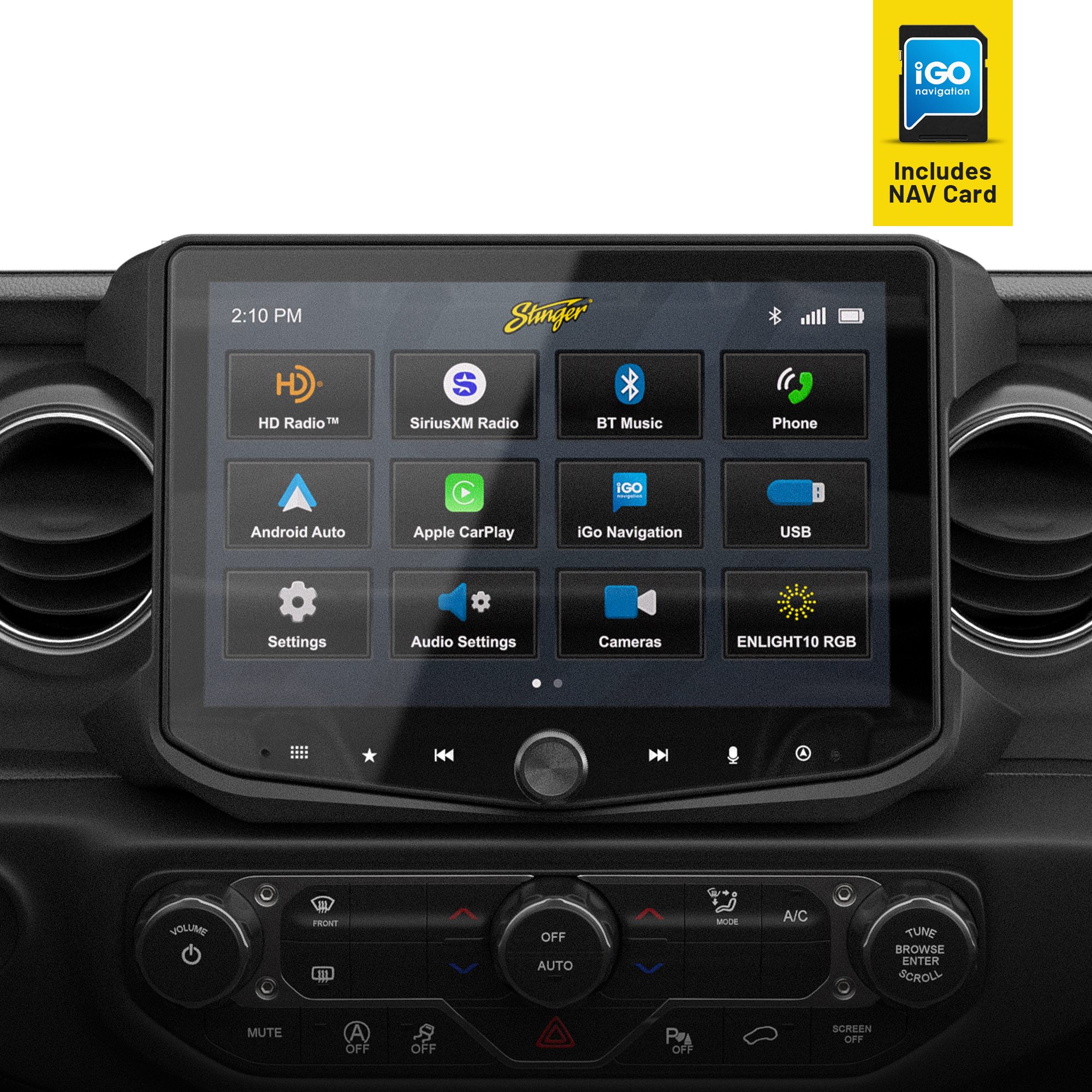 HORIZON10 Jeep Wrangler JL (2018-23)/Gladiator JT (2020-23) 10" Radio Fully Integrated Kit w/Nav Card | Displays Vehicle Info & Off-Road Mode