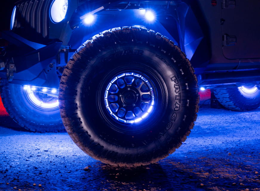 COLORTRAIL 14-18inch Adjustable RGBW Multi-Color LED Wheel Light Kits by Race Sport Lighting - ENLIGHT10 App Compatible