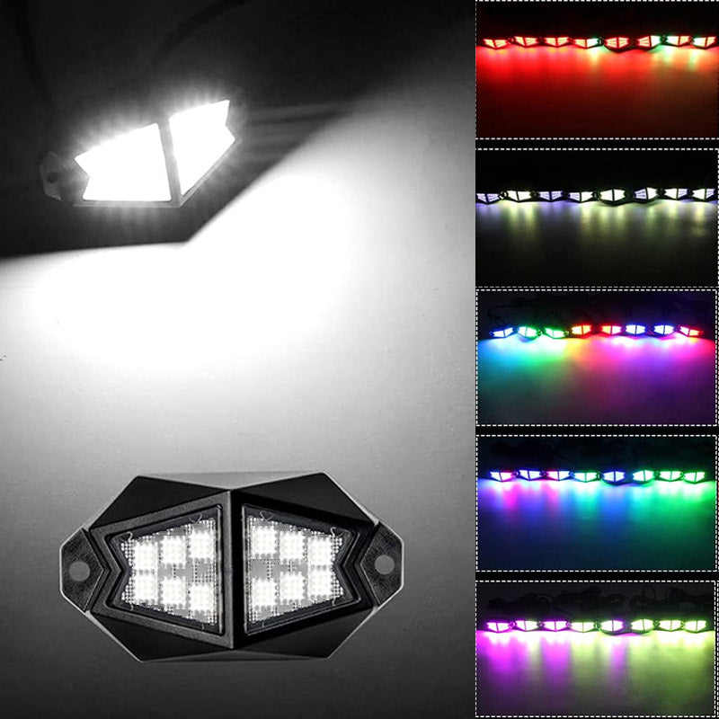 COLORTRAIL 8-Pod RGBW Chasing Rock Lights w/Daisy Chain Connections by Race Sport Lighting - ENLIGHT10 App Compatible