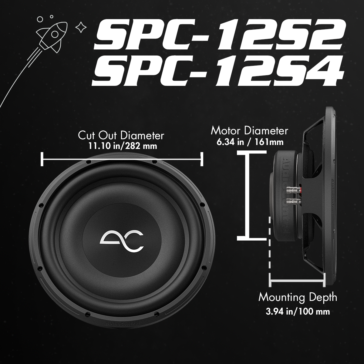 AudioControl 12" 400 Watt Space Series Low-Profile Subwoofer | 2-OHM & 4-OHM