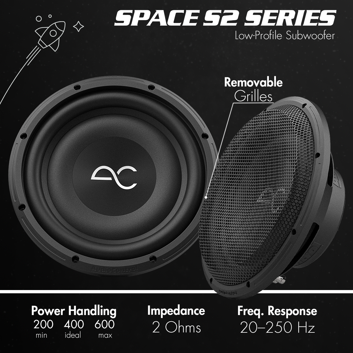 AudioControl 12" 400 Watt Space Series Low-Profile Subwoofer | 2-OHM & 4-OHM