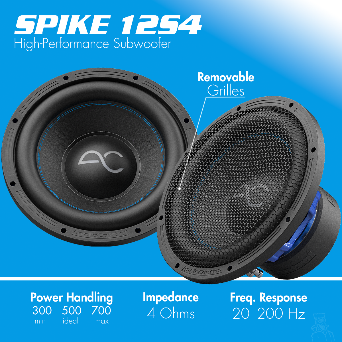 AudioControl Spike Series 12" 500 Watt (RMS) Single High-Performance Subwoofer | 2-OHM or 4-OHM (500 Watt RMS/700 Watt Max)