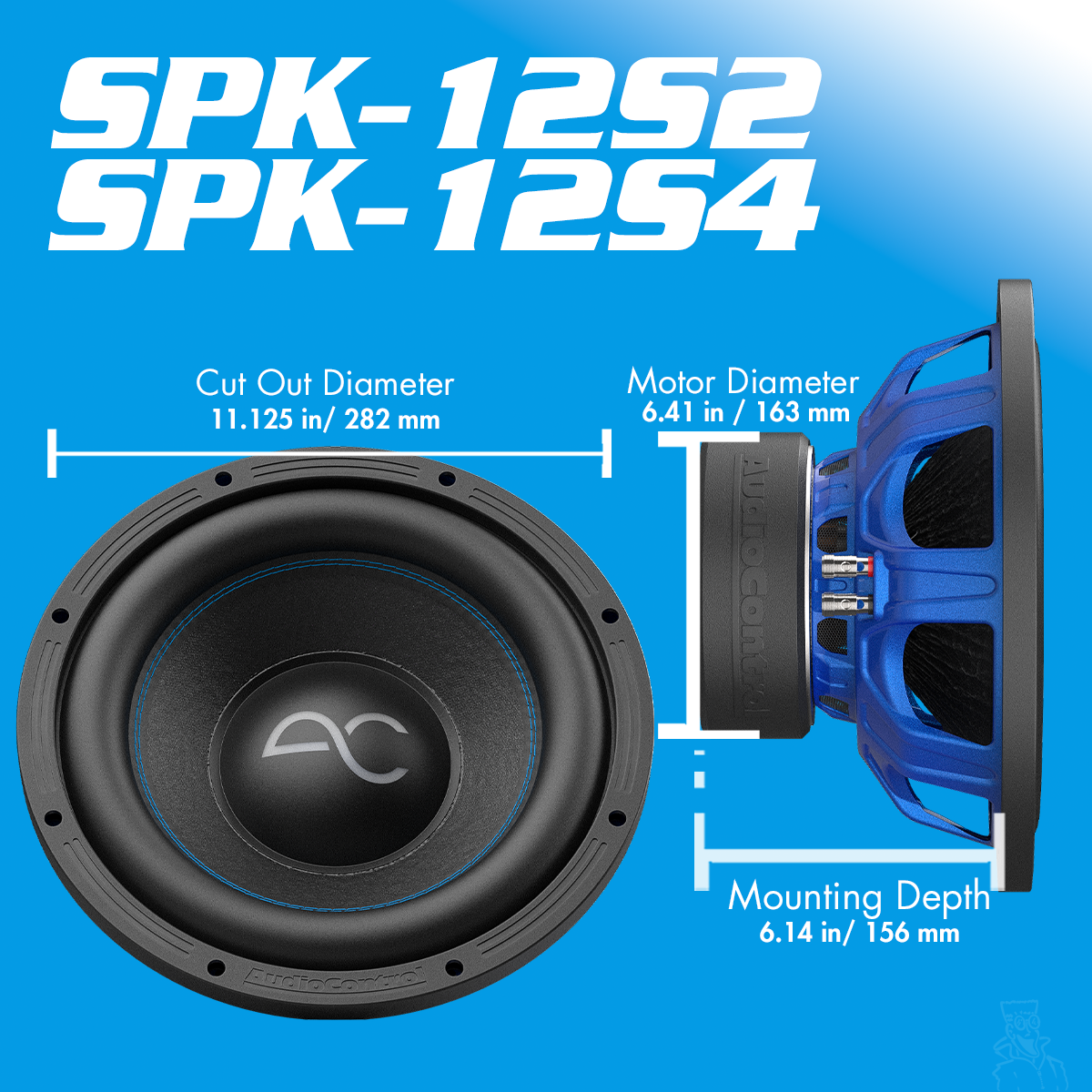 AudioControl Spike Series 12" 500 Watt (RMS) Single High-Performance Subwoofer | 2-OHM or 4-OHM (500 Watt RMS/700 Watt Max)