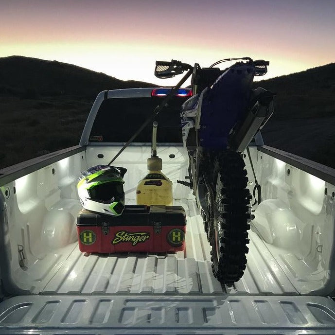Inside of a boat using the Bright White Stinger LED Rock Lights around the boarder 